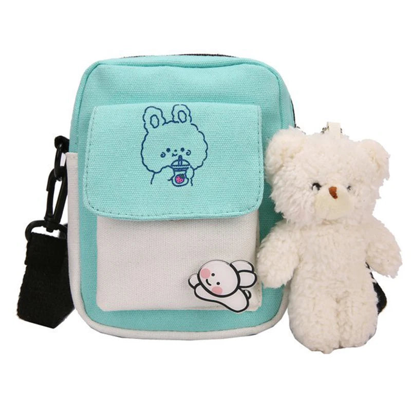 Canvas Messenger Crossbody Bag for Girls Students