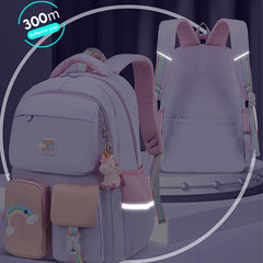 Rainbow Strap School Bags For Teenagers Girls Waterproof Backpack