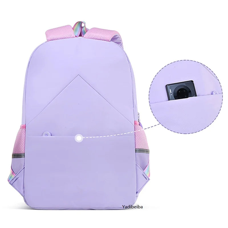 Rainbow Strap School Bags For Teenagers Girls Waterproof Backpack