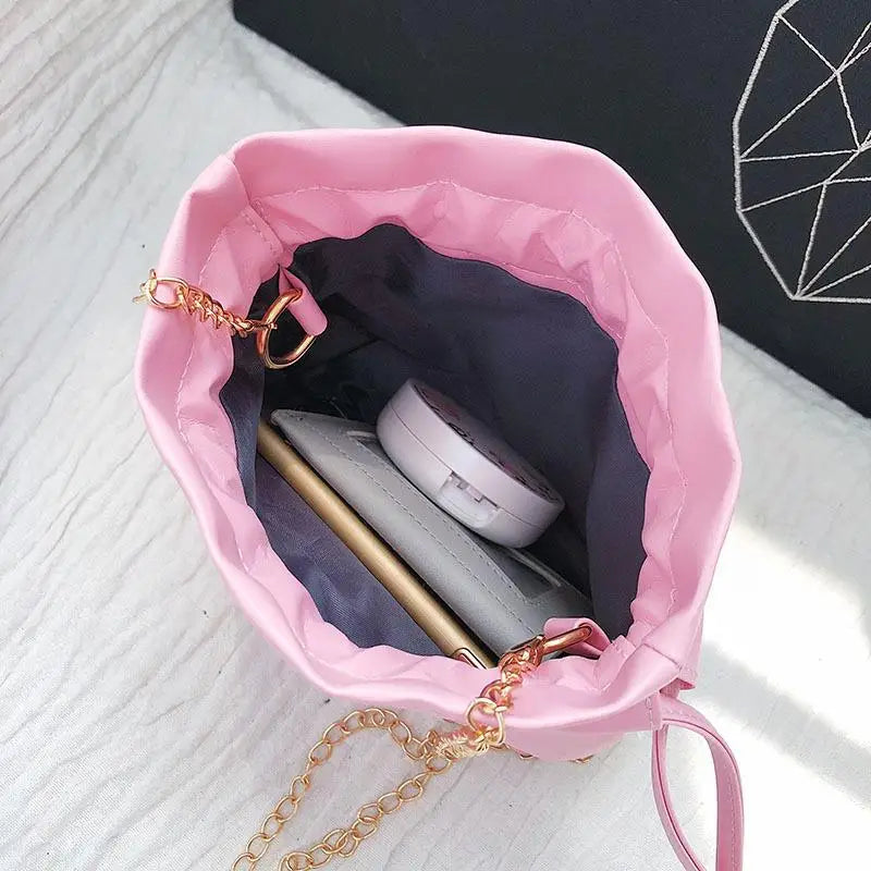 Sequins Small Bag Women Chain Mini Crossbody Drawstring Shoulder Messenger