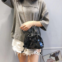 Sequins Small Bag Women Chain Mini Crossbody Drawstring Shoulder Messenger