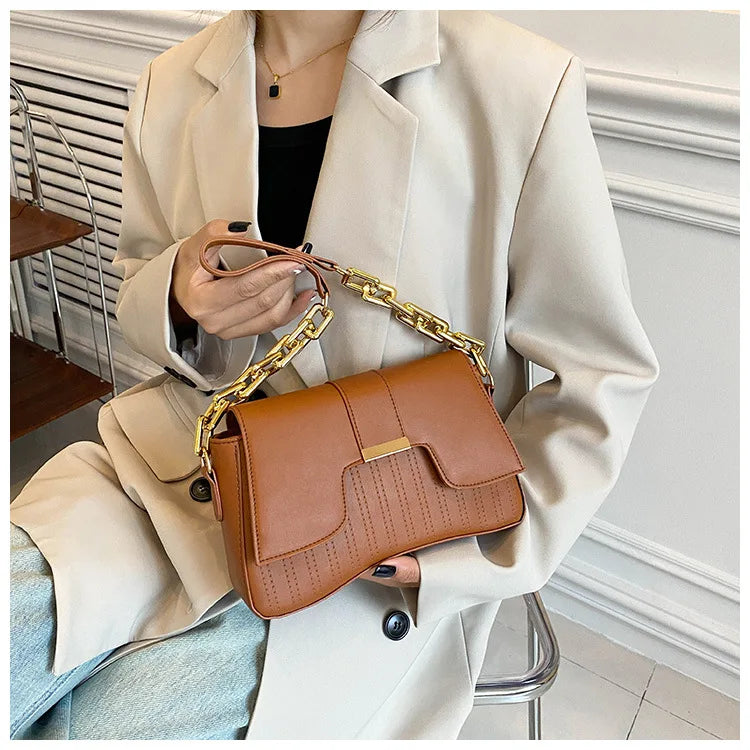 Small Square Bag Women's PU Leather Chain Shoulder Crossbody Bag