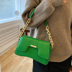 Small Square Bag Women's PU Leather Shoulder Crossbody Chain Buckle