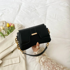 Small Square Bag Women's PU Leather Chain Shoulder Crossbody Bag