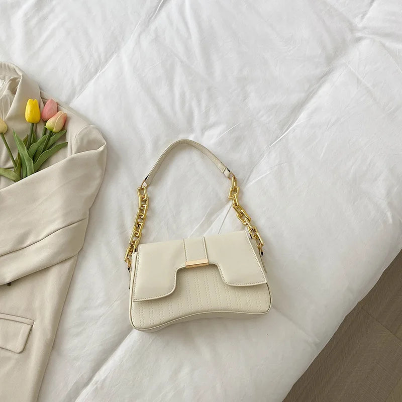 Small Square Bag Women's PU Leather Shoulder Crossbody Chain Buckle