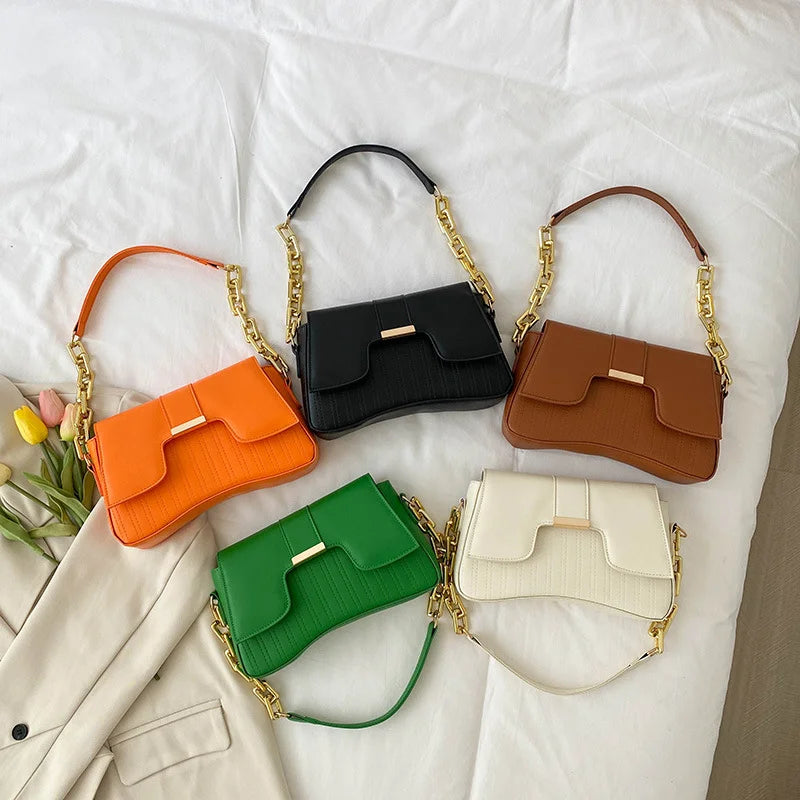 Small Square Bag Women's PU Leather Chain Shoulder Crossbody Bag