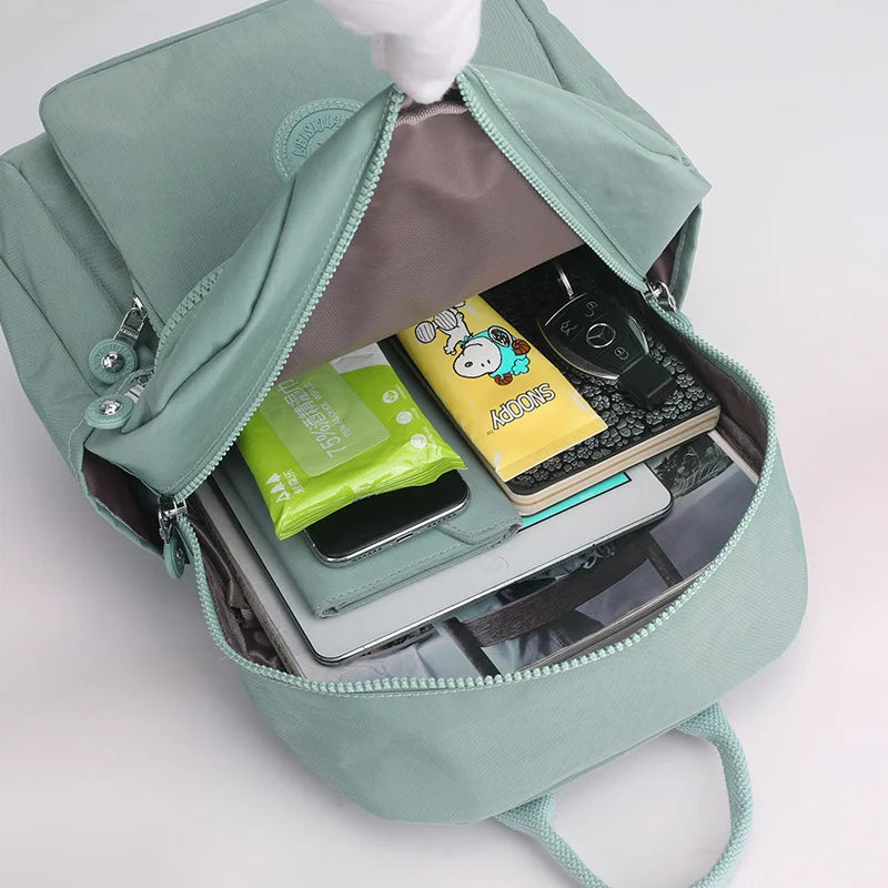Solid Women's Backpack Large Capacity Nylon Cloth Girls Schoolbag