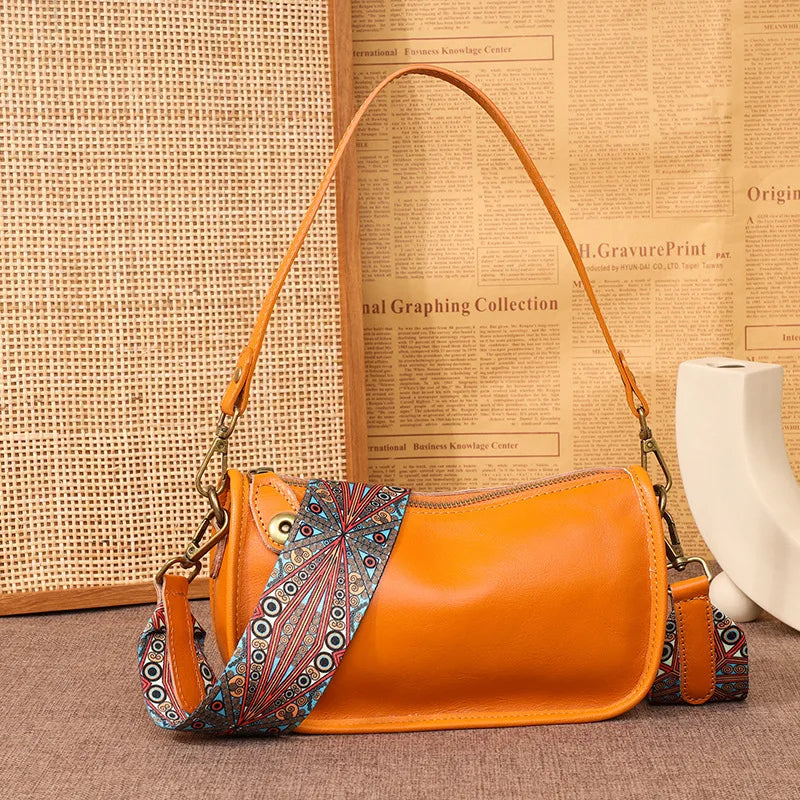 Vintage Leather Handbag Women's Casual Tote Messenger Bag
