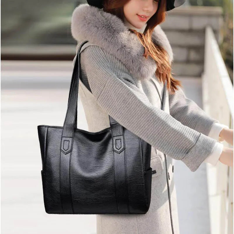 PU Leather Bucket Tote Bag Handbag Shoulder Bags for Women