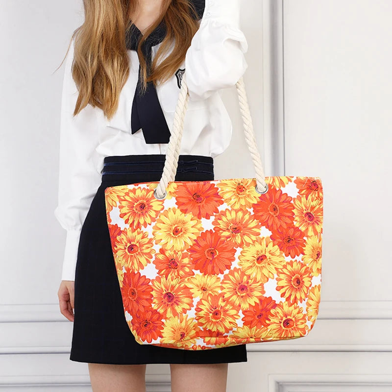 Women's Shoulder Bag Beach Bag Canvas Handbag Large Capacity Shopping Bag