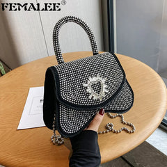Women's Crystal Decor Crossbody Bag Full Of Diamonds Purse