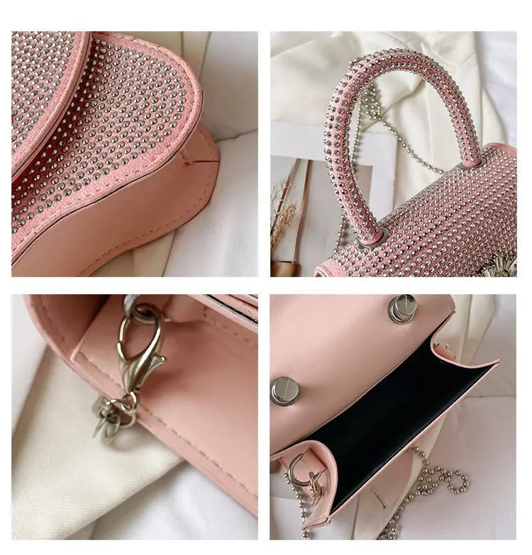 Women's Crystal Decor Crossbody Bag Full Of Diamonds Purse