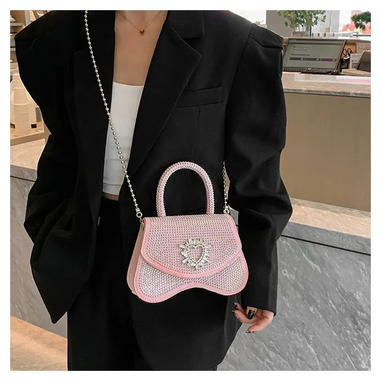 Women's Crystal Decor Crossbody Bag Full Of Diamonds Purse