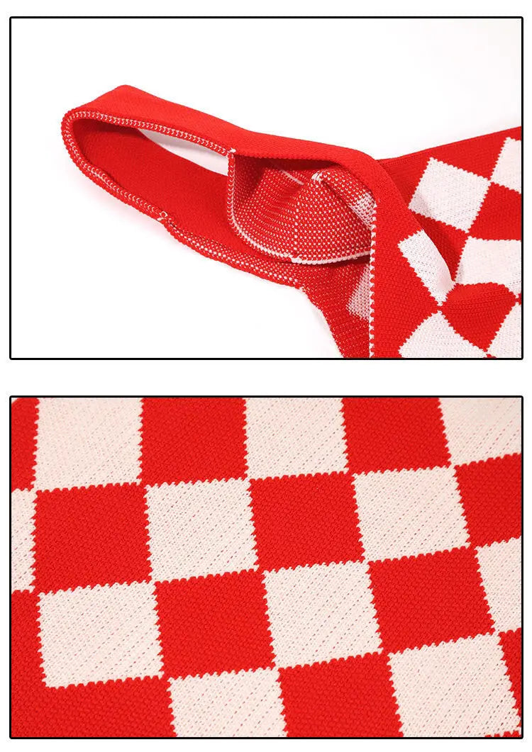 Ins Rhombus Knitted Women Handbag Diamond Lattice Tote Bag
