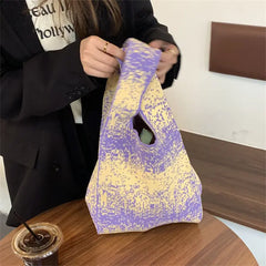 Gradient Knit Tote Bag Large Capacity Shoulder Bag