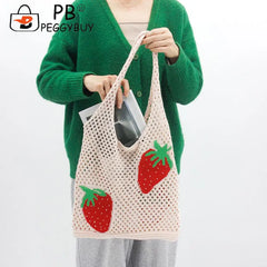 Strawberry Hollow Beach Shoulder Tote Bag for Women
