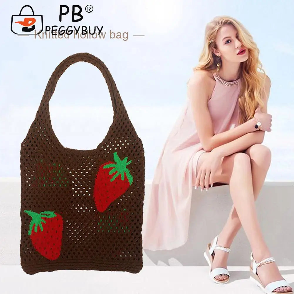 Strawberry Hollow Beach Shoulder Tote Bag for Women