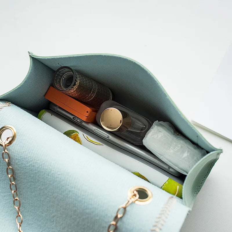 Embroidered Mini Square Shoulder Bag for Women