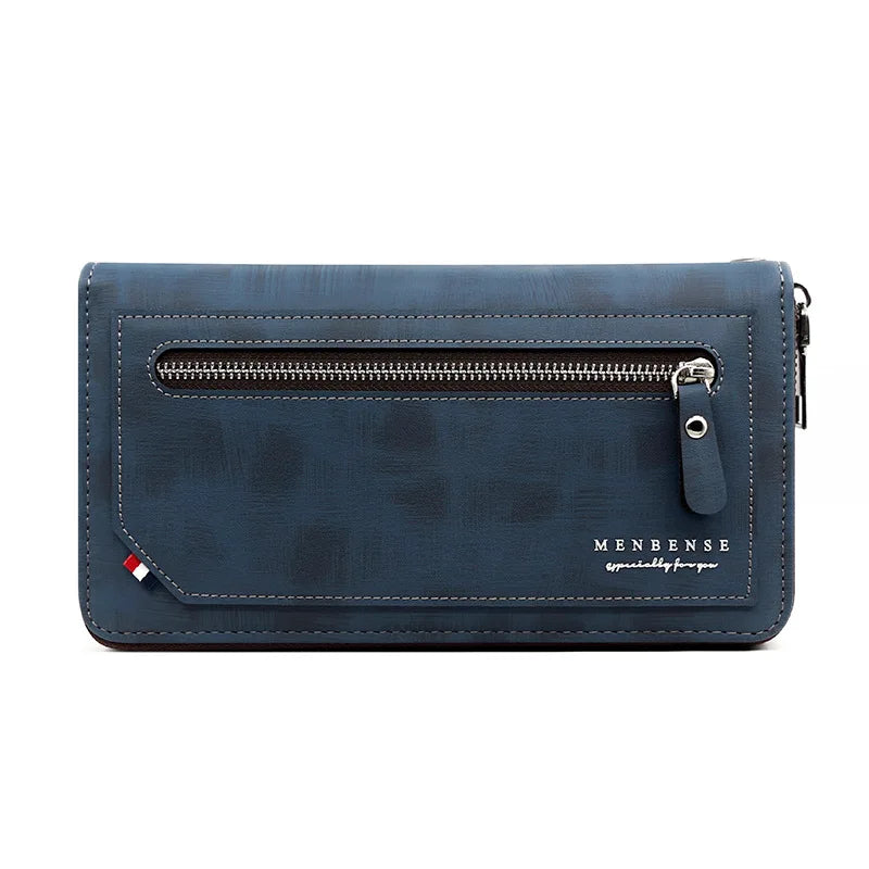 Men's Leather Zipper Long Wallet Large Capacity Handbag