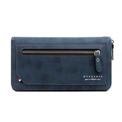 Men's Leather Zipper Long Wallet Large Capacity Handbag