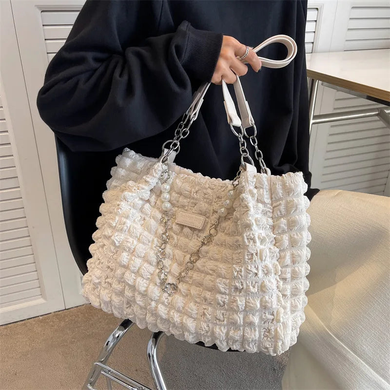 Casual Portable Handbag Chains Shoulder Bag Large Capacity Shopping Tote