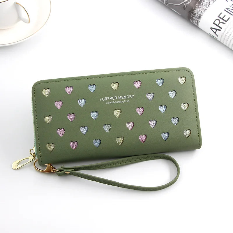 Heart Wallet Handbag Long Zipper Large Capacity Mobile Bag Small Love Wallet