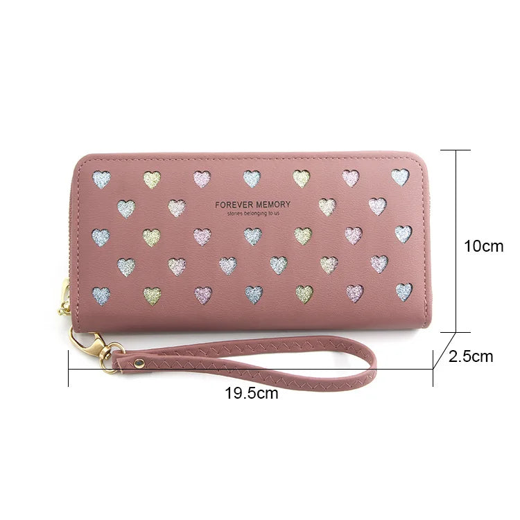Heart Wallet Handbag Long Zipper Large Capacity Mobile Bag Small Love Wallet
