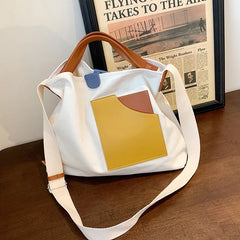 Stitching Canvas Bag Ladies One-shoulder Tote Bag
