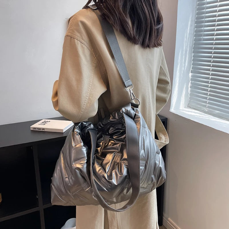 Nylon Shoulder Bag PU Leather Side Bags for Women Ladies Crossbody