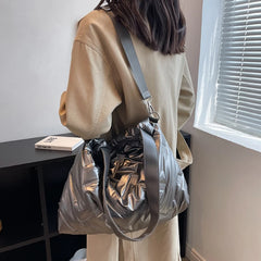Nylon Shoulder Bag PU Leather Side Bags for Women Ladies Crossbody