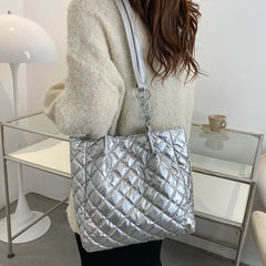 Large Women's Winter Shoulder Bag with Chain Strap