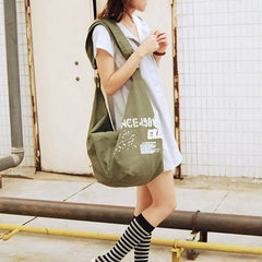 Canvas Crossbody Bag Women Irregular Handbag Large Casual Messenger Bag