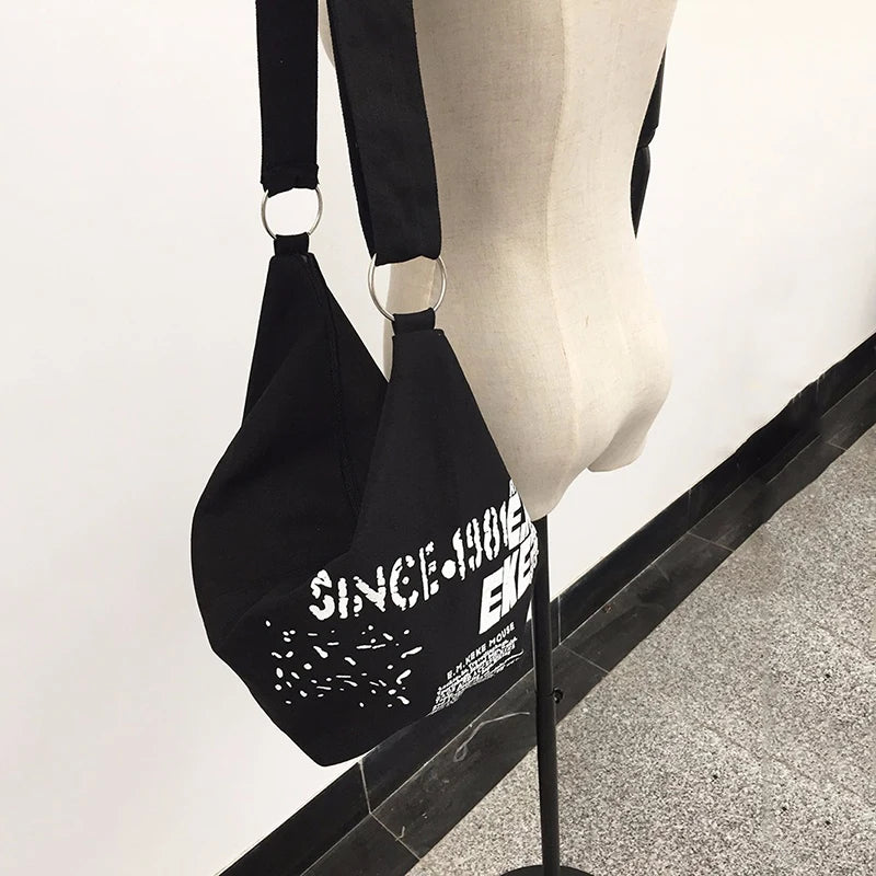 Canvas Crossbody Bag Women Irregular Handbag Large Casual Messenger Bag
