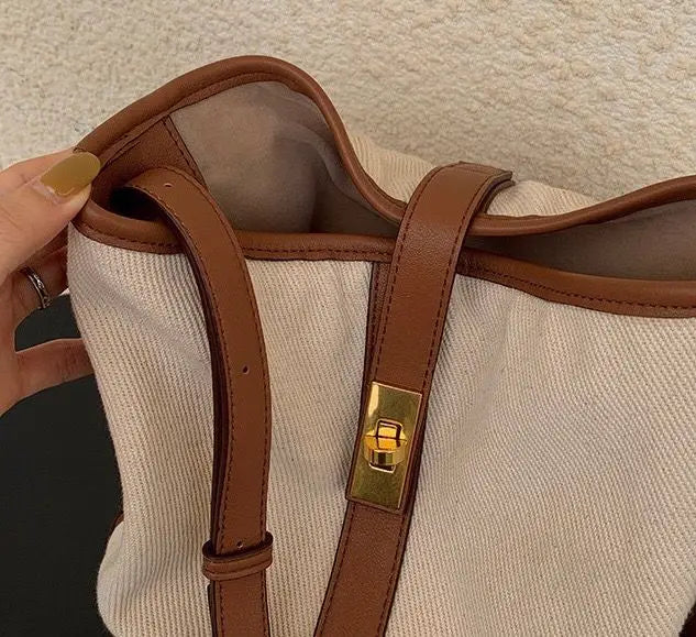 Canvas Bucket Shoulder Bag Large Capacity Crossbody Bag