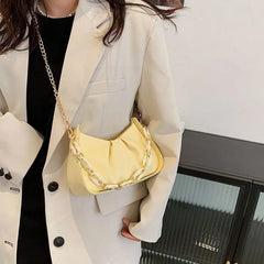 Pleated Shoulder Bag Women Chain Handbag Ladies Zipper Crossbody