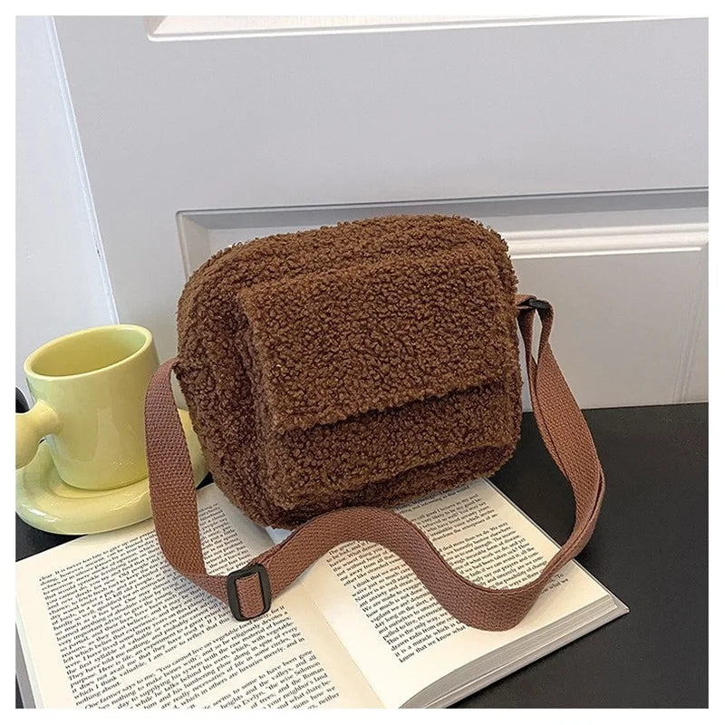 Plush Fabric Women's Shoulder Crossbody Bag Small Lambs