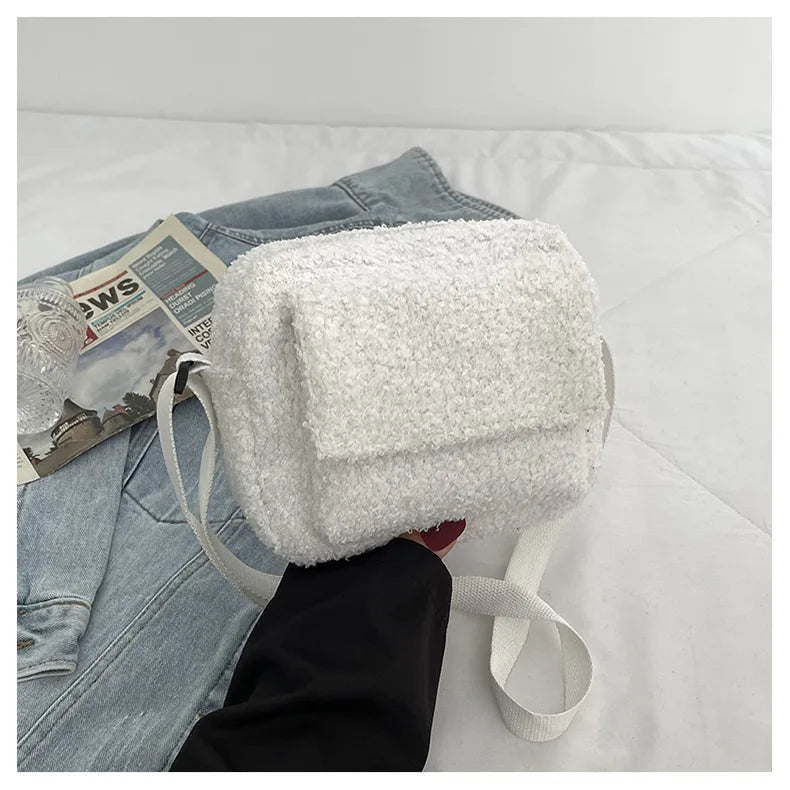 Plush Fabric Women's Shoulder Crossbody Bag Small Lambs