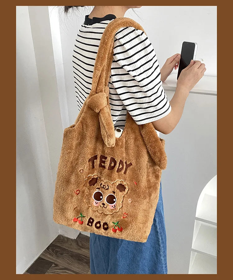 Large Fluffy Fur Shoulder Bag for Girls