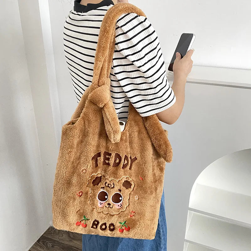 Large Fluffy Fur Shoulder Bag for Girls