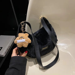Fluffy Fur Messenger Bag Small Female Handbag