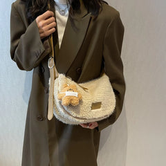 Fluffy Fur Messenger Bag Small Female Handbag