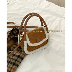 Women's Small Square Crossbody Bag Faux Fur Winter Messenger Bag