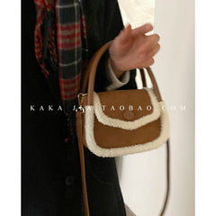 Women's Small Square Crossbody Bag Faux Fur Winter Messenger Bag