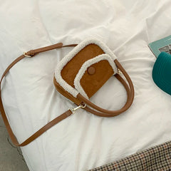 Women's Small Square Crossbody Bag Faux Fur Winter Messenger Bag