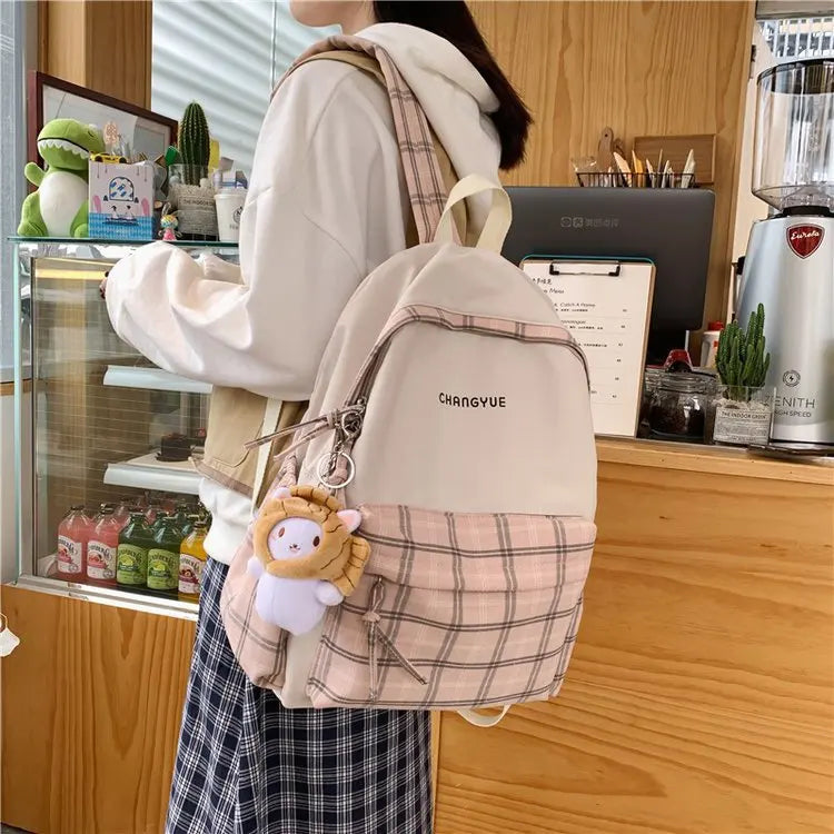 Preppy Style Plaid Backpack Women Mochila Feminina Sac A Dos Femme