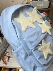 Preppy Style Backpacks Women Stars Patchwork Large Capacity Nylon Bags Student C