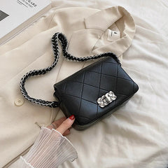 Plaid Shoulder Bag for Women Silver Chain Handbags Tote Bags