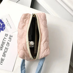 Quilted Flower Cosmetic Bag Lipstick Storage Travel Toiletry Pouch