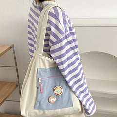 Corduroy Shoulder Bag Women Handbags Cotton Shopping Tote Large Student Book Bag