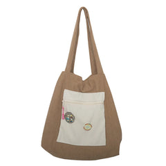 Corduroy Shoulder Bag Women Handbags Cotton Shopping Tote Large Student Book Bag